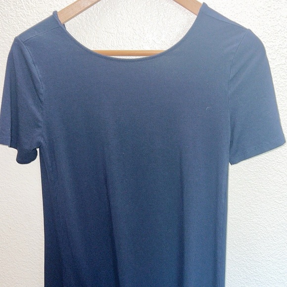 Loft Navy Blue Keyhole Tie Back Mini Short Sleeve Dress - Picture 2 of 7